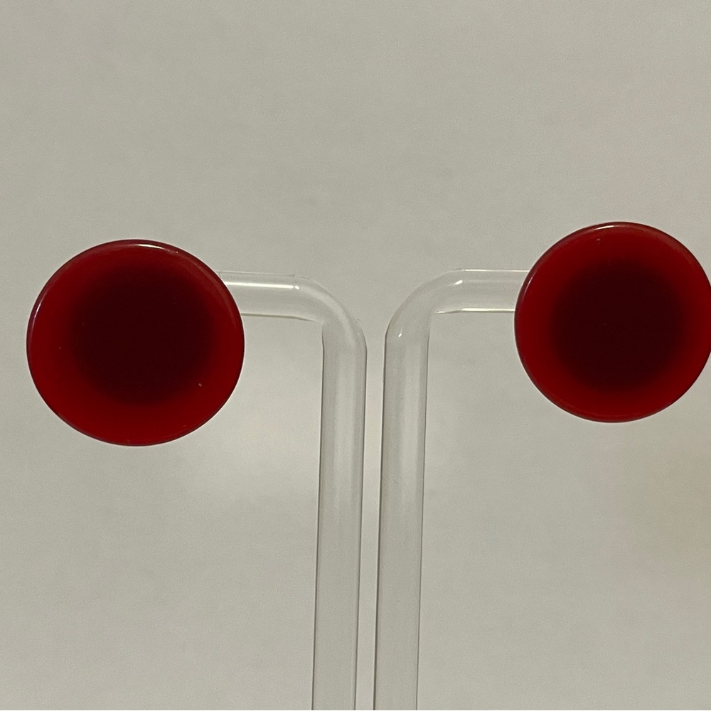 Cute Red Circle Stud Earrings